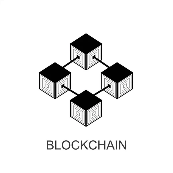 Blockchain Technology Business Vector Icon Flat Style Cryptography Cube Block — Stock Vector