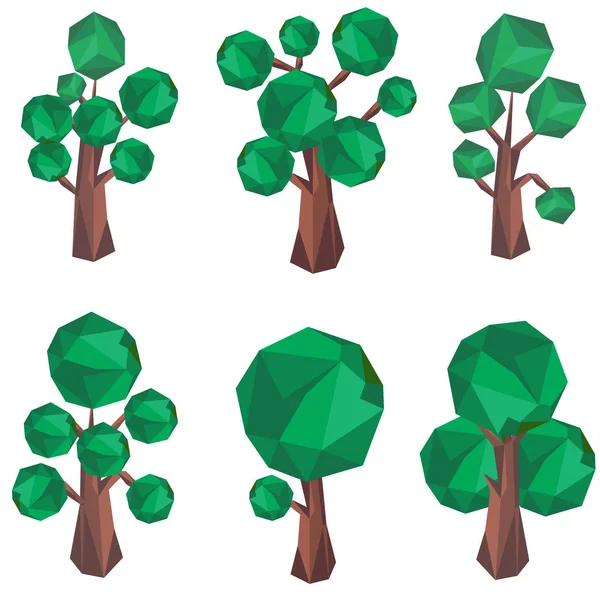Polygon Tree Clip Art Set Vector Tree Composed Triangles — Stock Vector
