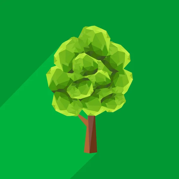 Abstrakter Polygonaler Baum Mit Langem Schatten Auf Farbigem Hintergrund Tree — Stockvektor