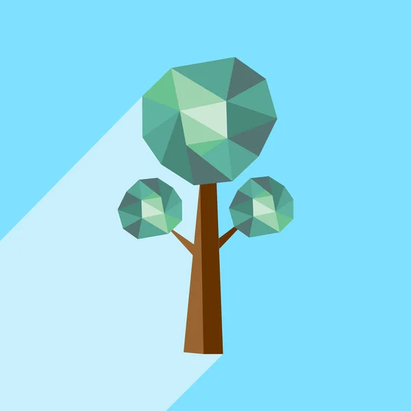 Arbre Polygonal Abstrait Avec Une Ombre Longue Sur Fond Couleur — Image vectorielle