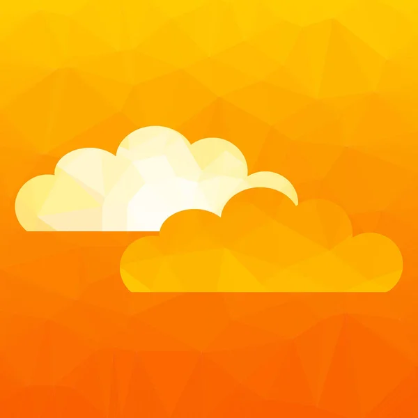 抽象多边形橙色背景与云 由三角形组成的图案 — 图库矢量图片