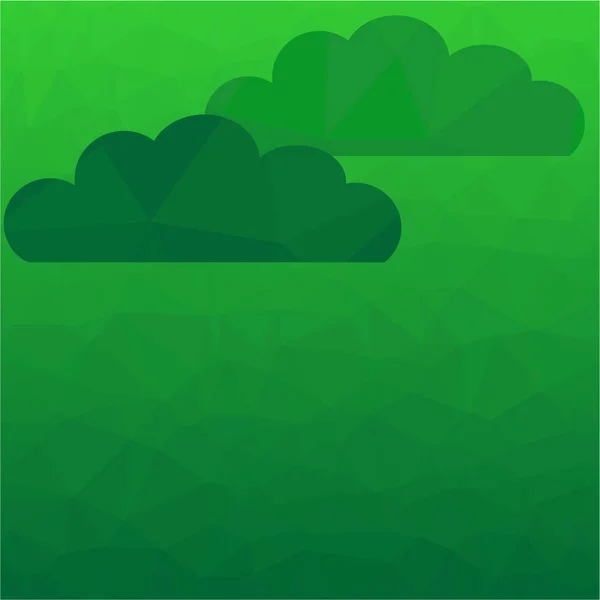 抽象多边形绿色背景与云 由三角形组成的图案 — 图库矢量图片