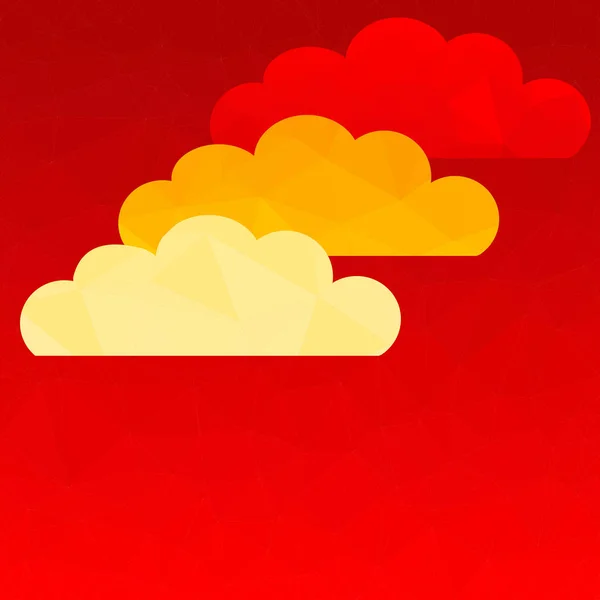 抽象多边形红色背景与云彩 由三角形组成的图案 — 图库矢量图片