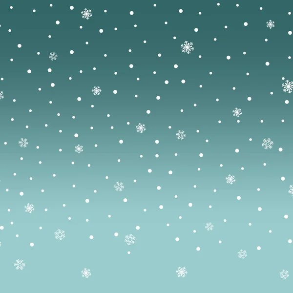 雪が降るベクトルイラスト 青い背景に小さな雪片がたくさんあります — ストックベクタ