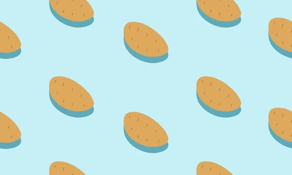 Fondo Azul Sin Costuras Con Patatas Con Sombra Diseño Ilustración — Vector de stock