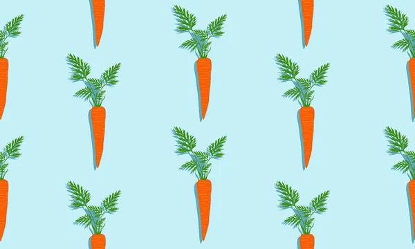 Seamless Blue Background Carrots Leaves Shade Vector Illustration Design Vegetables — Stock Vector