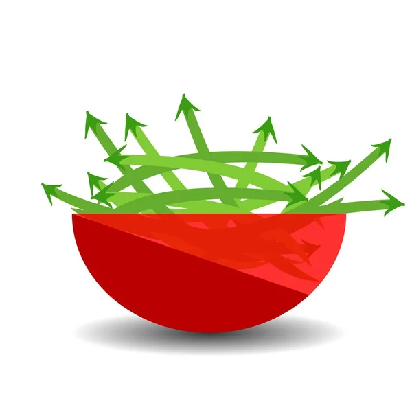 Πράσινα Φασόλια Ένα Κόκκινο Διάφανο Μπολ Διανυσματική Γραφική Απεικόνιση Σκιά — Διανυσματικό Αρχείο