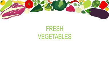 Afişler, dergiler, web siteleri, restoranlar, yemek pişirme ve menüler için uygun taze sebze şablonu. Sağlıklı bir yaşam için sağlıklı sebzelerle yemek..