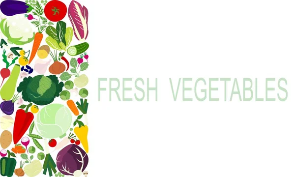 适用于横幅 烹调和菜单的病媒新鲜蔬菜食品模板 与蔬菜一起健康饮食 促进健康的生活方式 — 图库矢量图片