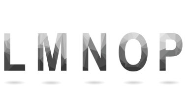 L 'den P yazı tiplerine gölgeli vektör çokgen harfleri kümesi. Düz tasarımın düşük polimerli çizimi.