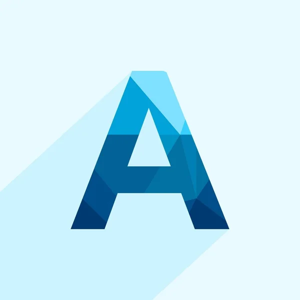 Blauwe Vector Veelhoek Letter Met Lange Schaduw Abstract Lage Poly — Stockvector