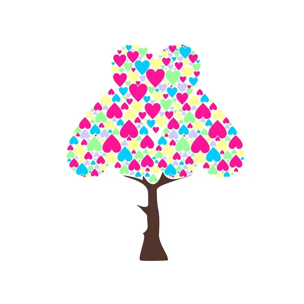 有心叶的爱情树 彩心树矢量背景 — 图库矢量图片