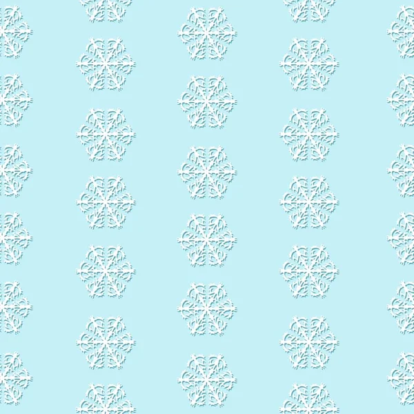 蓝色无缝冬季图案 白色雪花 暗蓝色阴影 圣诞快乐及新年快乐的矢量图解 — 图库矢量图片
