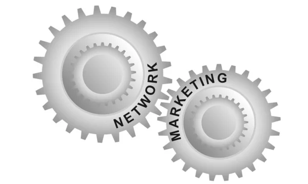 Koncepcja Marketingu Sieci Streszczenie Tła Połączonymi Skrzyniami Biegów Ilustracja Infografiki — Wektor stockowy