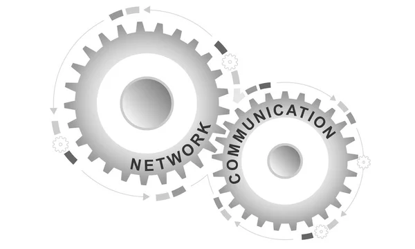 Network Communication Concept Abstract Background Connected Gears Vector Infographic Illustration — 스톡 벡터
