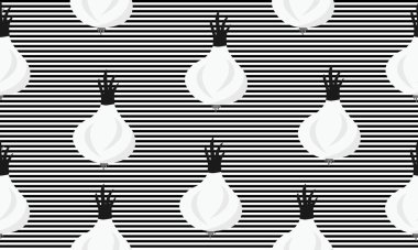 Çizgili ve soğanlı kusursuz bir arka plan. Şablon için vektör monokromatik illüstrasyon tasarımı.