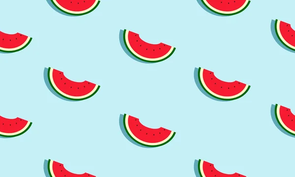 Seamless Blue Background Watermelon Slices Shadow Vector Illustration Design Greeting — Stock Vector