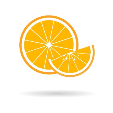 Gölgeli portakal dilimleri. Düz dizaynlı vektör meyve illüstrasyonu.