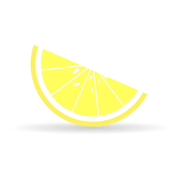 Lemon Slice Icon Shadow Vector Fruit Illustration Flat Design — Stock Vector