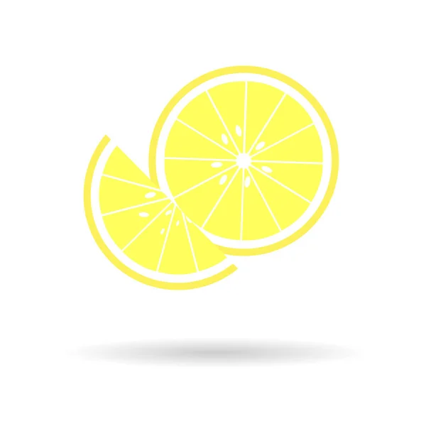 Icône Tranche Citron Avec Ombre Illustration Vectorielle Fruits Avec Dessin — Image vectorielle