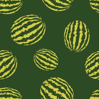 Pürüzsüz yeşil arka plan ve karpuzlar. Desen veya şablon için vektör illüstrasyon tasarımı.