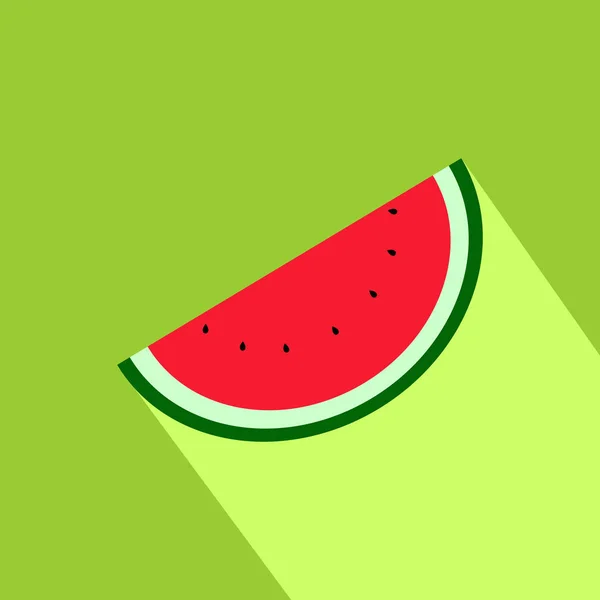 西瓜切片图标与长阴影 带平面设计的矢量水果插图 — 图库矢量图片