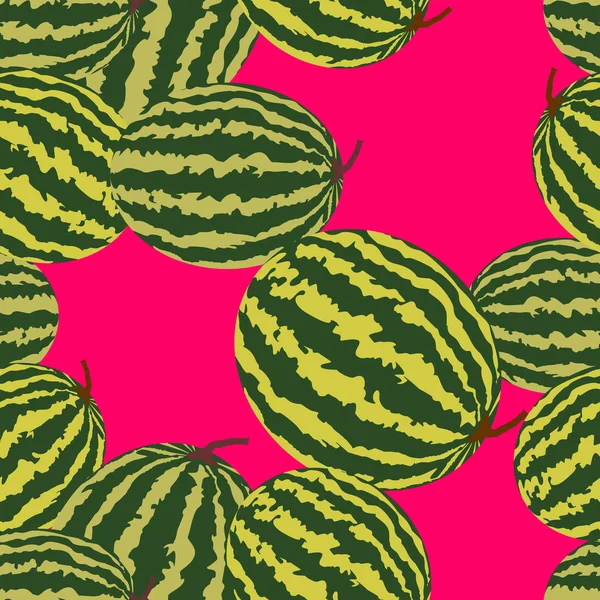 Nahtloser Rosa Hintergrund Mit Wassermelonen Vektor Illustration Design Für Muster — Stockvektor