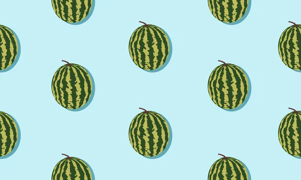 Fondo Azul Sin Costuras Con Sandías Con Sombra Diseño Frutas — Vector de stock