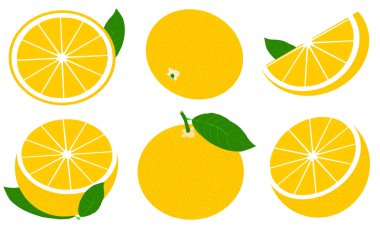 Beyaz arkaplanda greyfurt seti izole edildi. Taze ve sulu tüm greyfurt ve dilimler..