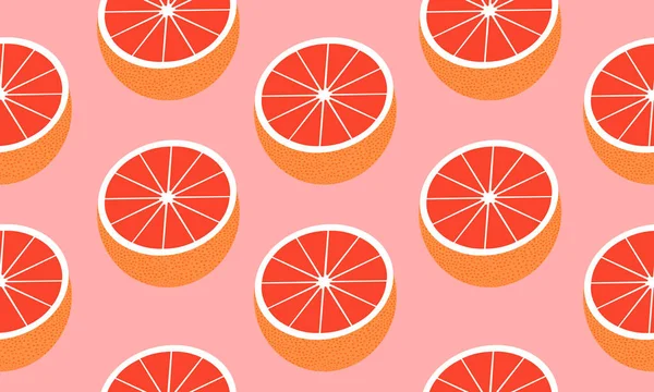 Fundo Sem Costura Com Metades Toranja Vermelha Design Vetor Frutas —  Vetores de Stock