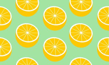 Yarım greyfurtlu kusursuz bir arka plan. Desen veya şablon için vektör meyve tasarımı.