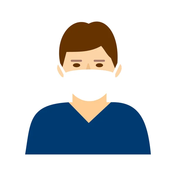 一个戴着面具的男人电晕病毒保护 平面设计矢量图标 — 图库矢量图片#