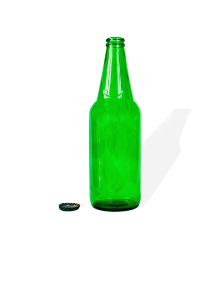 Зеленая бутылка на белом фоне — стоковое фото