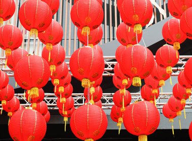 Set of Red Chinese Lanterns Circular.Always found in Chinatown, 