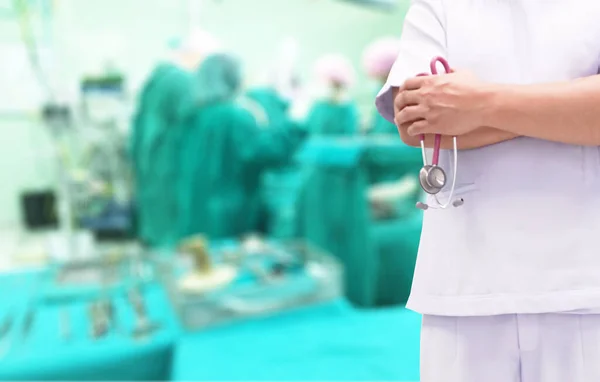 Healthcare Medicine Doctor Stethoscope Hospital Blur Medical Team Operating Room — Stock Photo, Image
