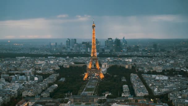 Illuminated Eiffel Tower — Stock Video