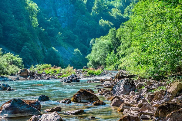 Rio que flui nas montanhas — Fotografia de Stock