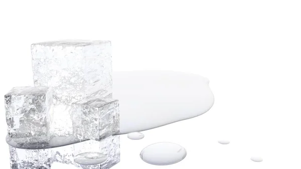 Танення кубика льоду 3D ілюстрація — стокове фото