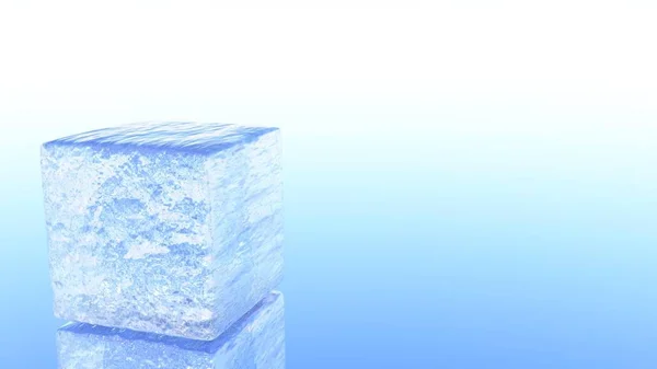 Ilustración Cubo Hielo Derretido Con Fondo Azul Blanco —  Fotos de Stock