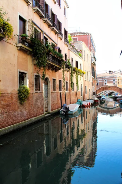A quiet canal without any people in Venice, Italy.