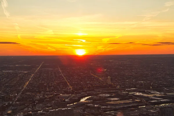 Вид Заходящего Солнца Горизонте Здания Джона Хэнкока Чикаго — стоковое фото