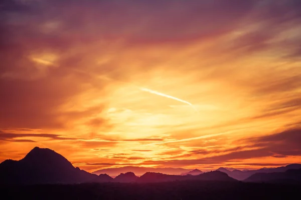 Živý Západ Slunce Nad Horami Poušť Sonorské Pouště Arizoně — Stock fotografie