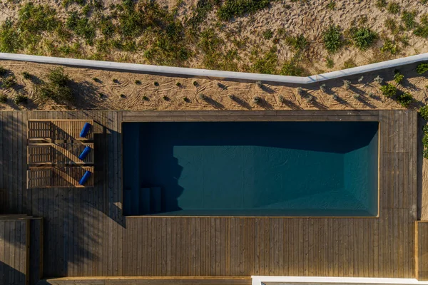 Aerial View Pool Deck Modern Villa — Stock Photo, Image