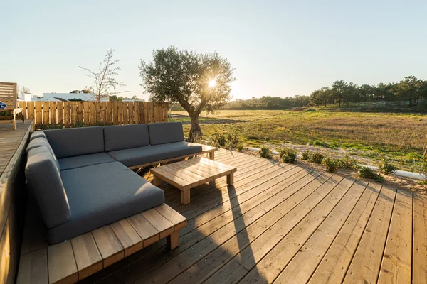 Relax Corner Cushions Deck Modern Villa Terrace — Stock Photo, Image