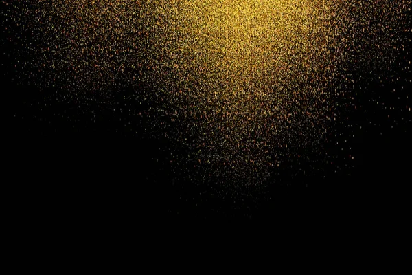 Gouden Glitter Geïsoleerd Zwarte Achtergrond Feestelijke Overlay Textuur Gouden Confetti — Stockfoto