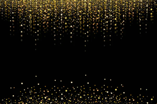 Altın Glitter Kar Yağışı Veya Grenli Parçacıkların Yağmur Patlama Şenlikli — Stok fotoğraf
