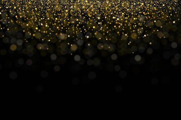 Altın Parıltı Grenli Parçacıkların Kar Yağıyordu Patlama Şenlikli Konfeti Siyah — Stok fotoğraf
