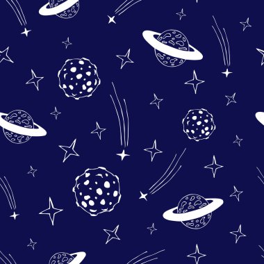 Uzay gezegenler ile seamless modeli doodle
