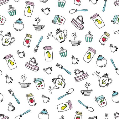 Mutfak eşyaları deseni. Mutfak tasarım unsurları.