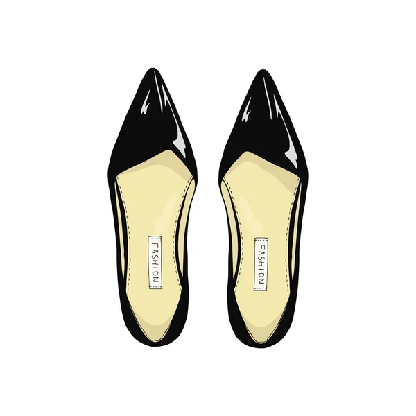 Zapatos negros para mujer con puntera puntiaguda . — Vector de stock